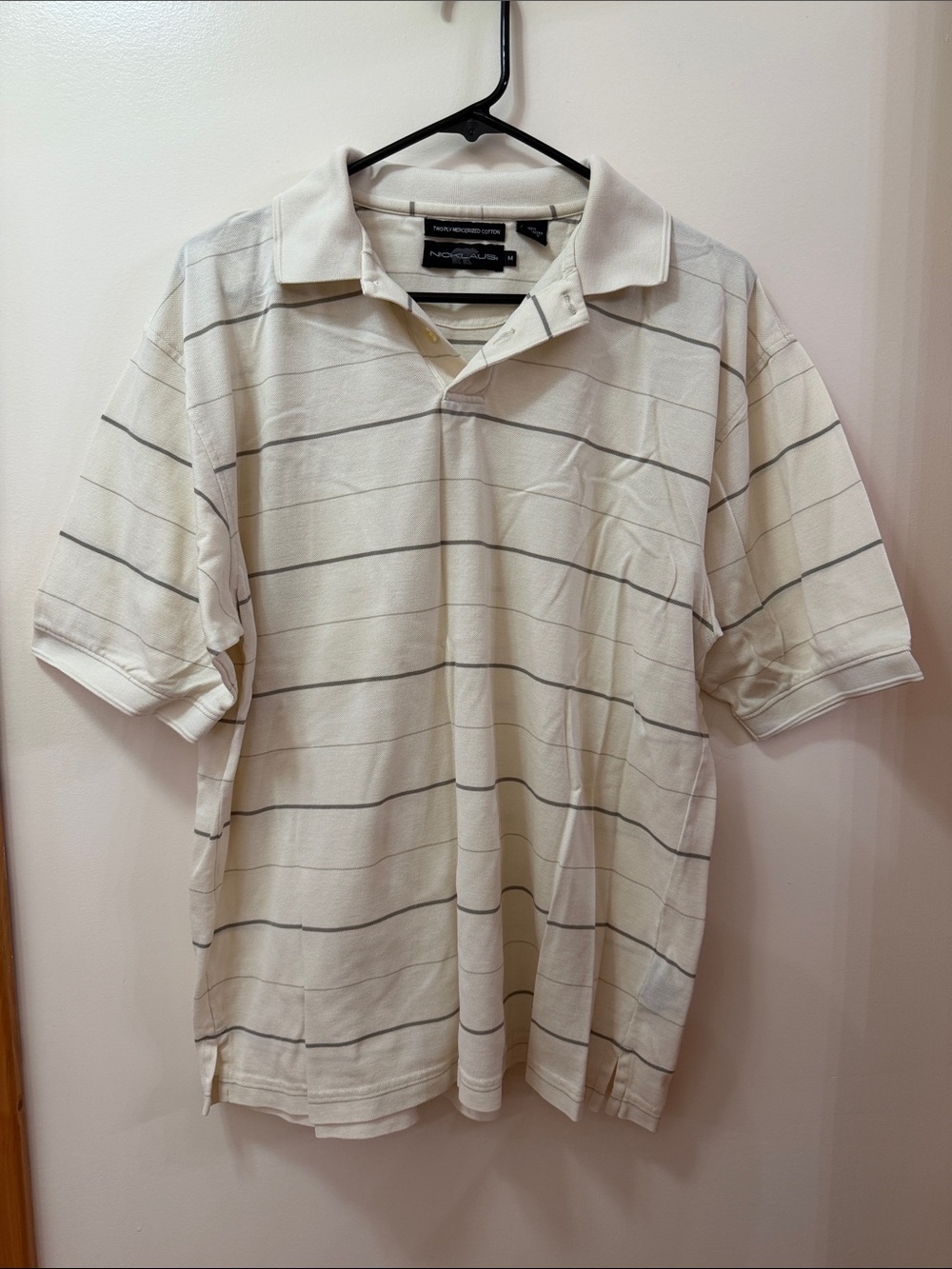 Nicklaus Cream Striped Polo Shirt NWOT Size Medium